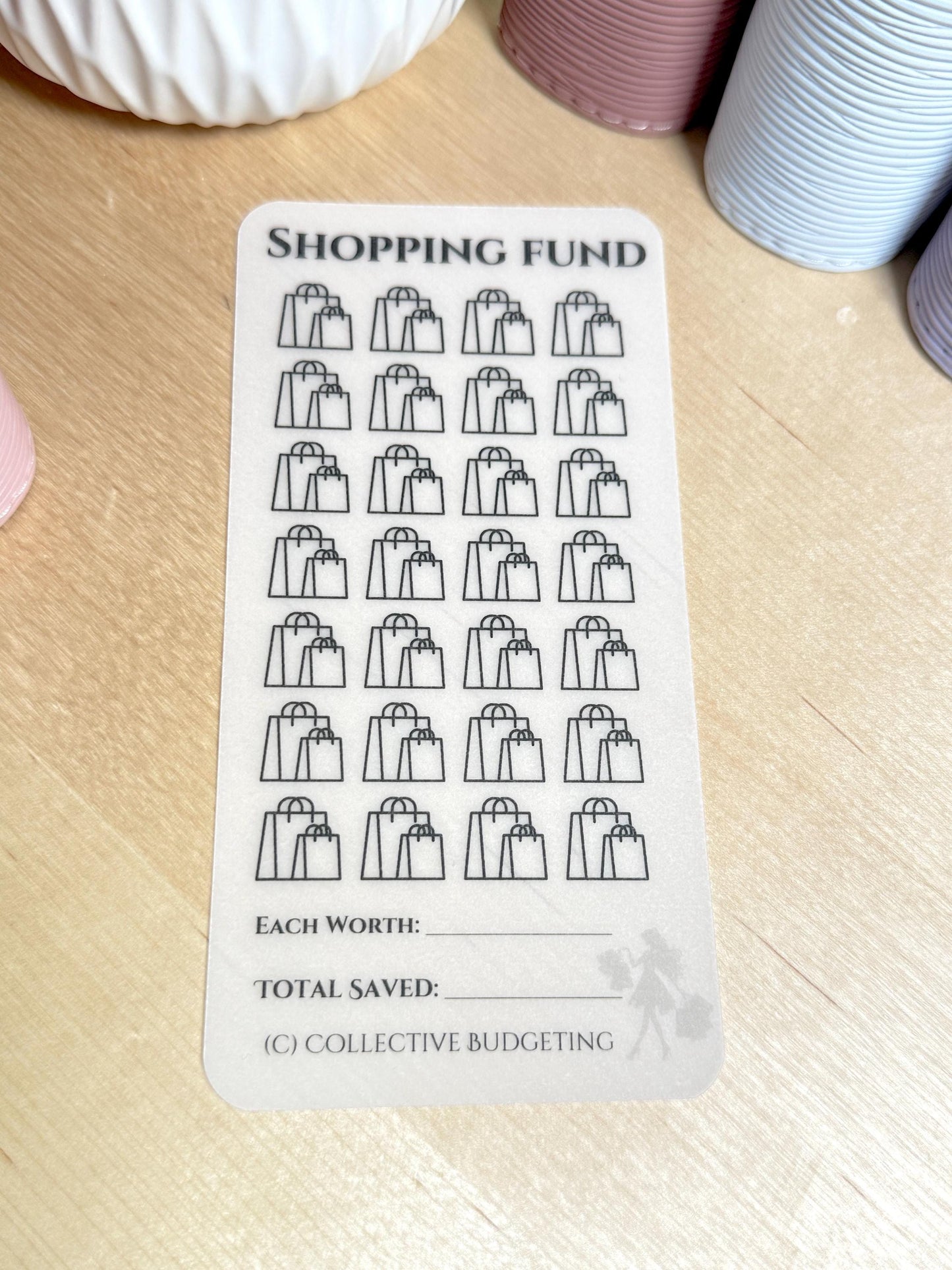 Shopping Fund Savings Challenge: Reusable Cash Laminated Vellum Tracker