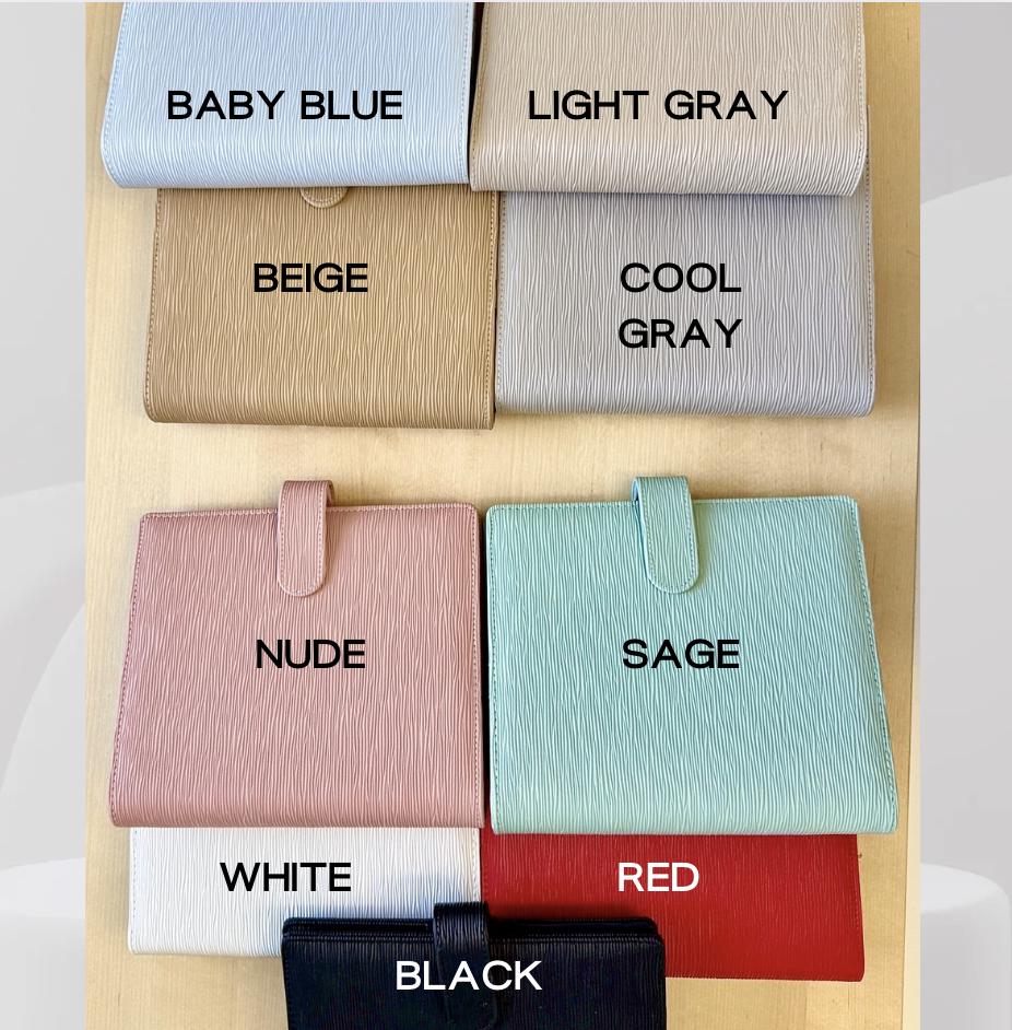 Saffiano A5 Budget Binder: Gold Rings, Cash Envelope Wallet