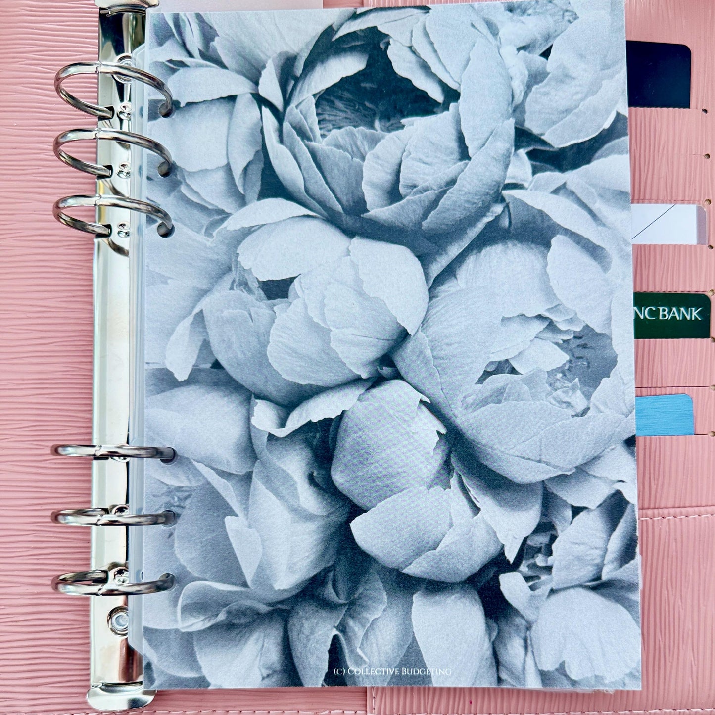 Peonies Floral Budget Binder Dashboard: Decorative Cover & Divider Insert | A5 A6