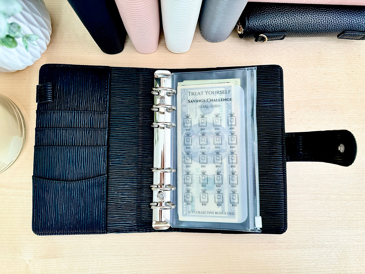 Treat Yourself Savings Challenge Tracker: Self-Care & Splurge Budget | Laminated Vellum