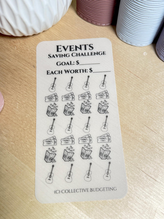 Events Savings Challenge: Laminated Vellum  for Concerts, Travel, Nights Out
