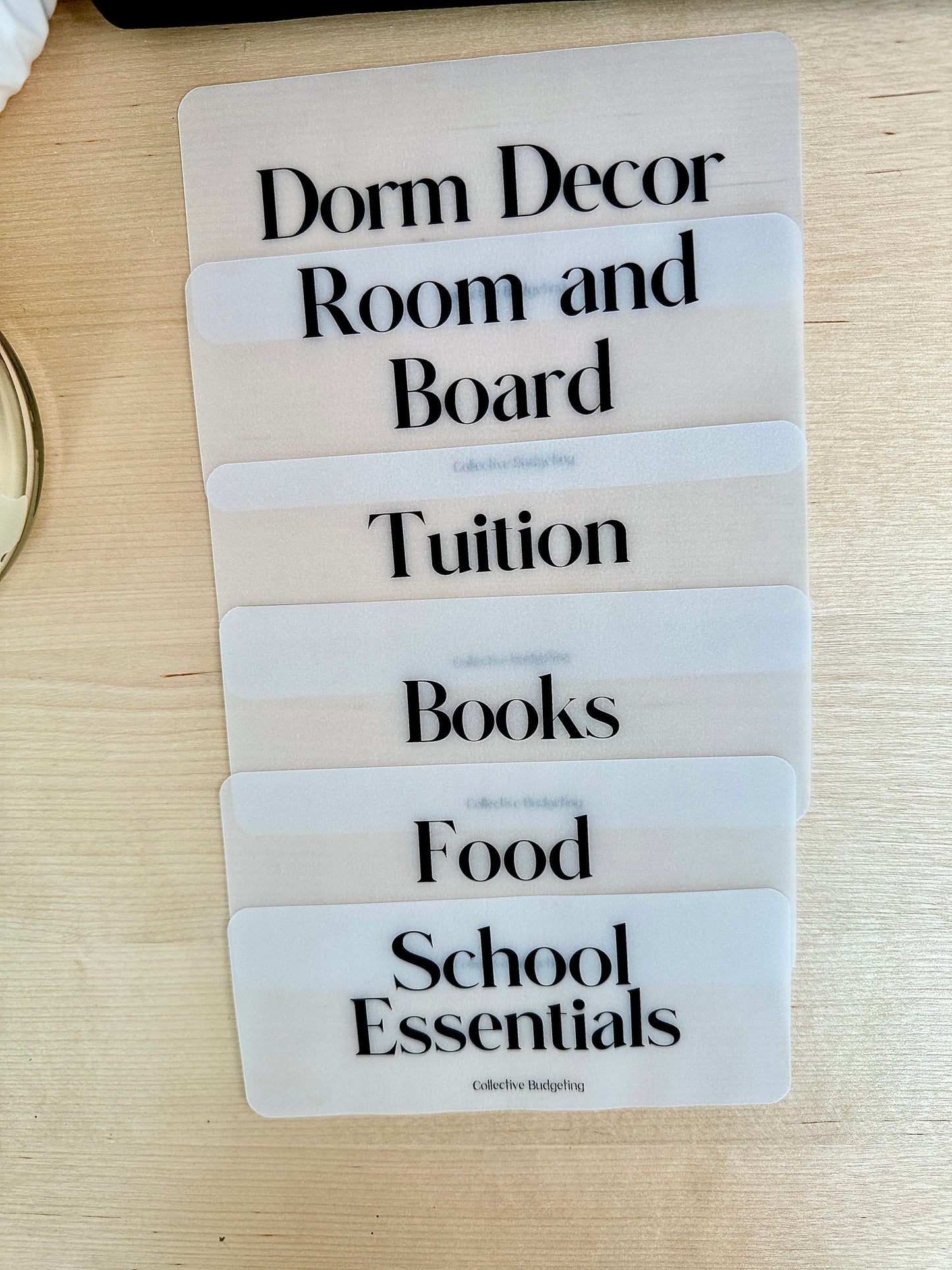 Cash Envelope Inserts: College Budgeting Organizers Laminated Vellum