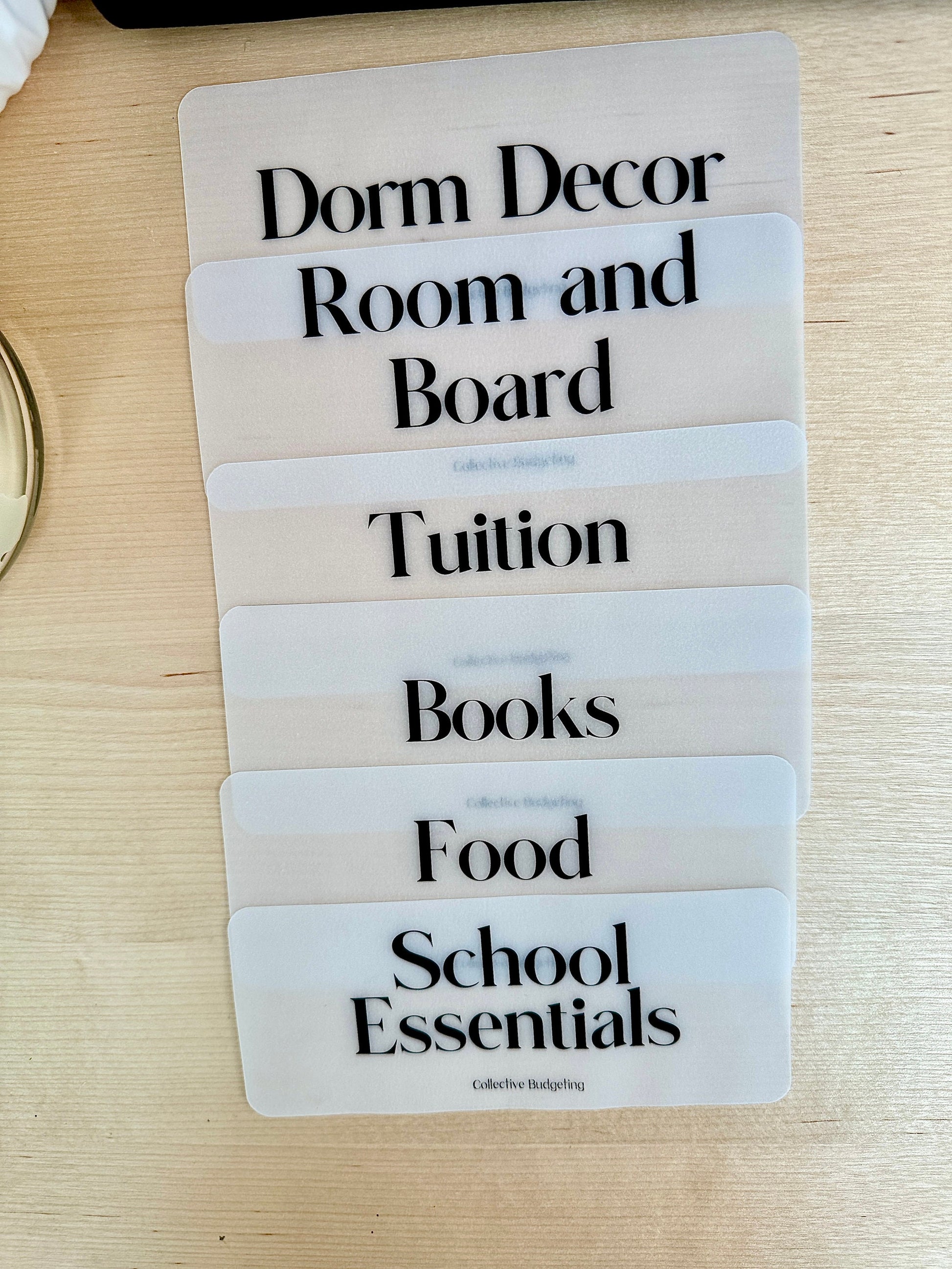 Cash Envelope Inserts: College Budgeting Organizers Laminated Vellum