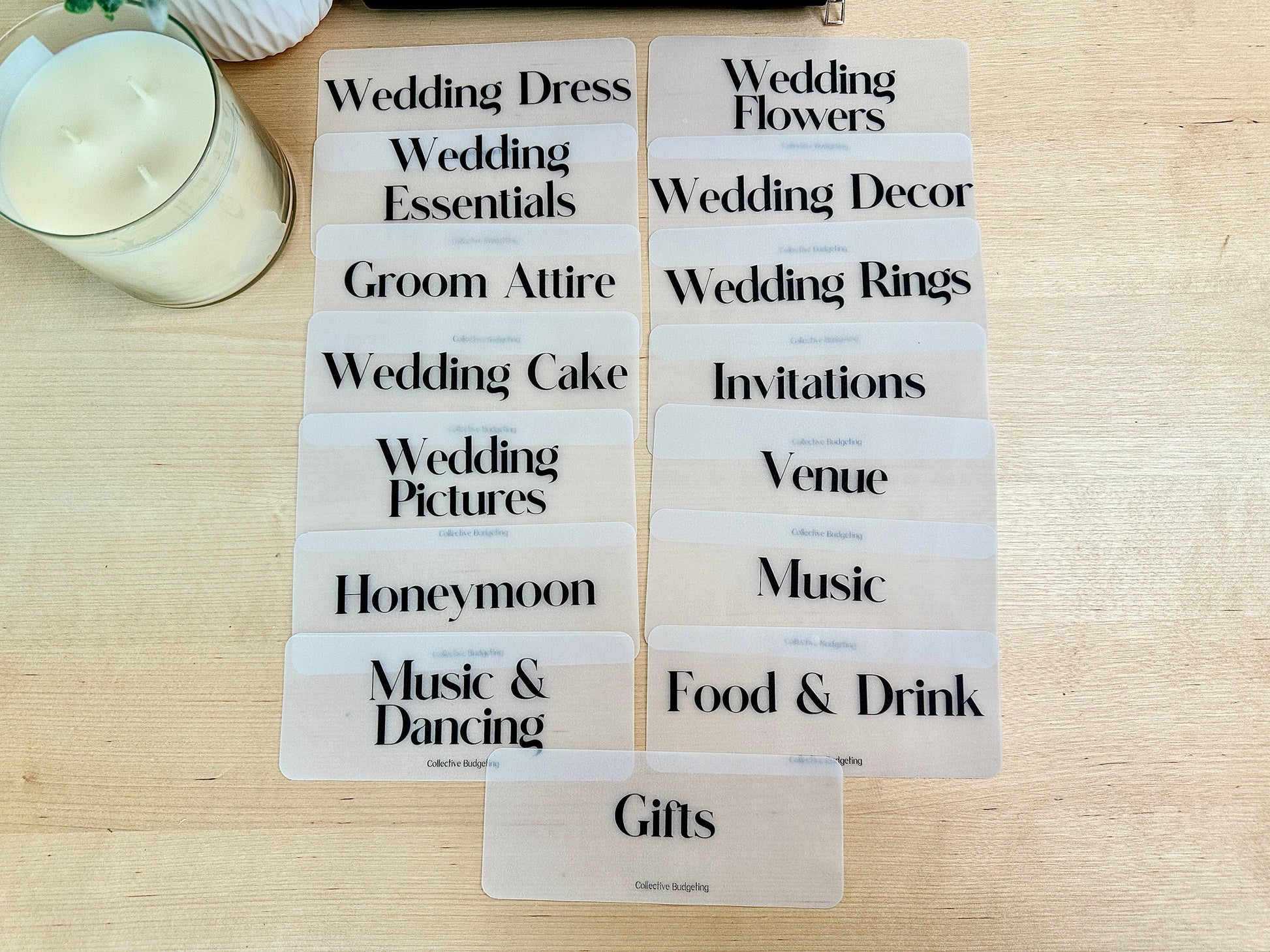 Wedding Budget Envelopes: Cash Stuffing, Laminated Vellum Dave Ramsey Method