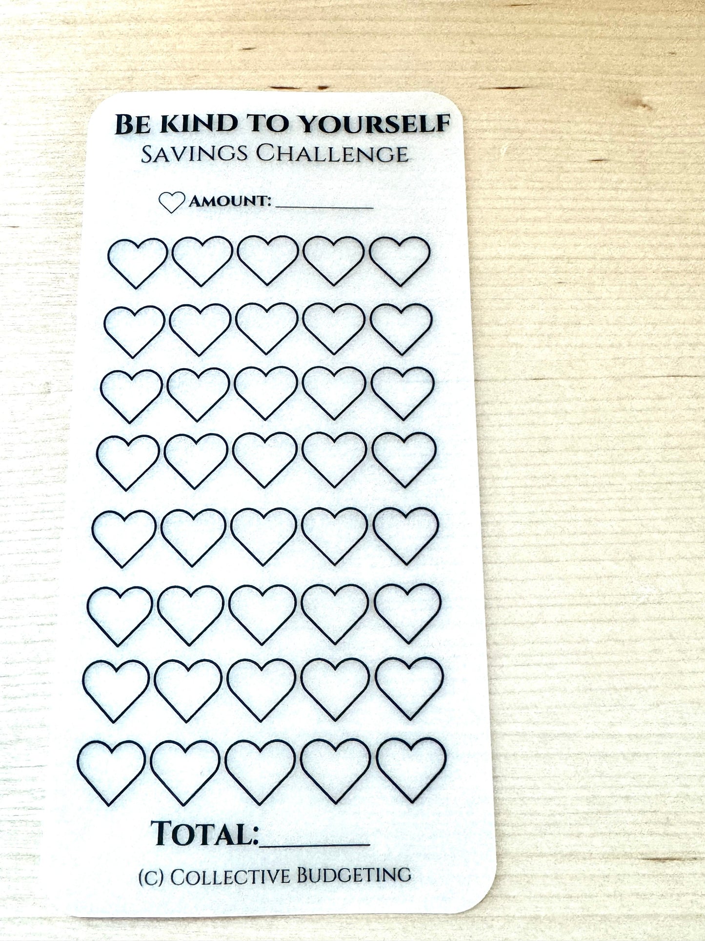Be Kind to Yourself Savings Challenge: Laminated Vellum A6 Cash Tracker