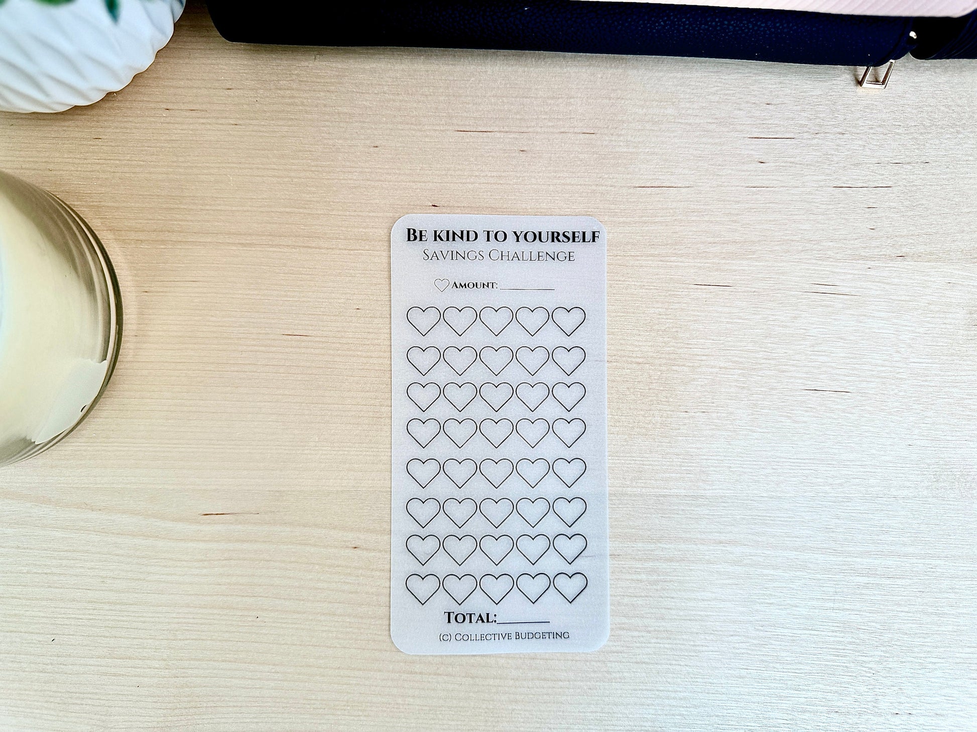 Be Kind to Yourself Savings Challenge: Laminated Vellum A6 Cash Tracker