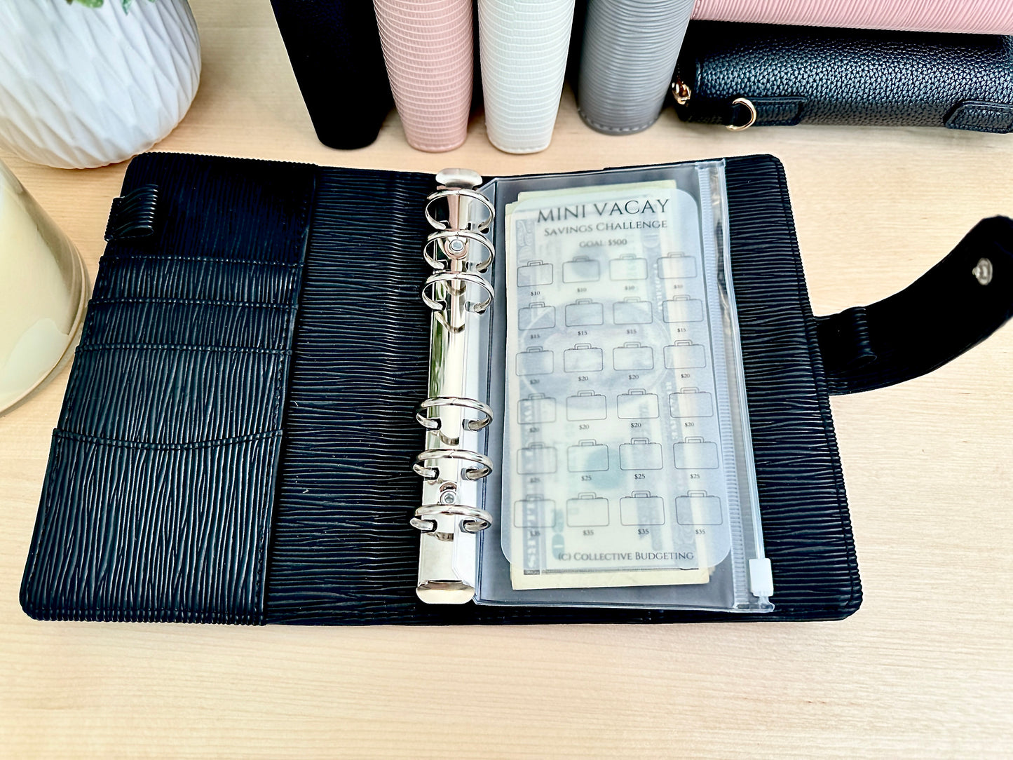 Vacation Savings Challenge Card | Laminated Vellum Cash Tracker for Travel Goals and Budgeting Getaways