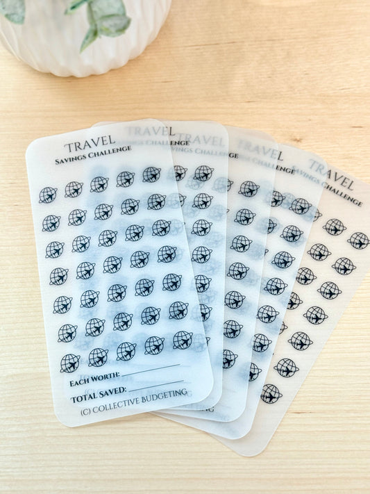 Travel Fund Savings Challenge: Reusable Laminated Vellum Cash Tracker