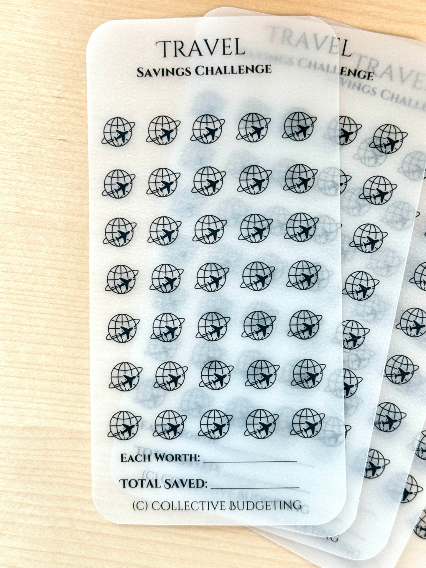Travel Fund Savings Challenge: Reusable Laminated Vellum Cash Tracker