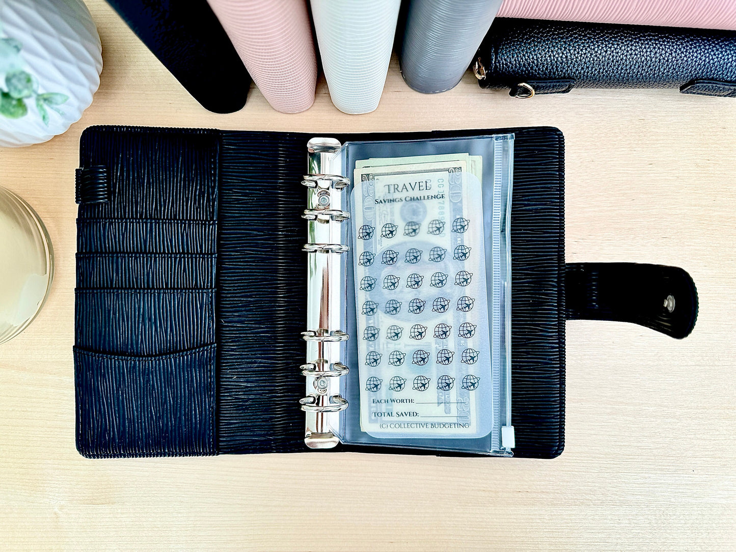Travel Fund Savings Challenge: Reusable Laminated Vellum Cash Tracker