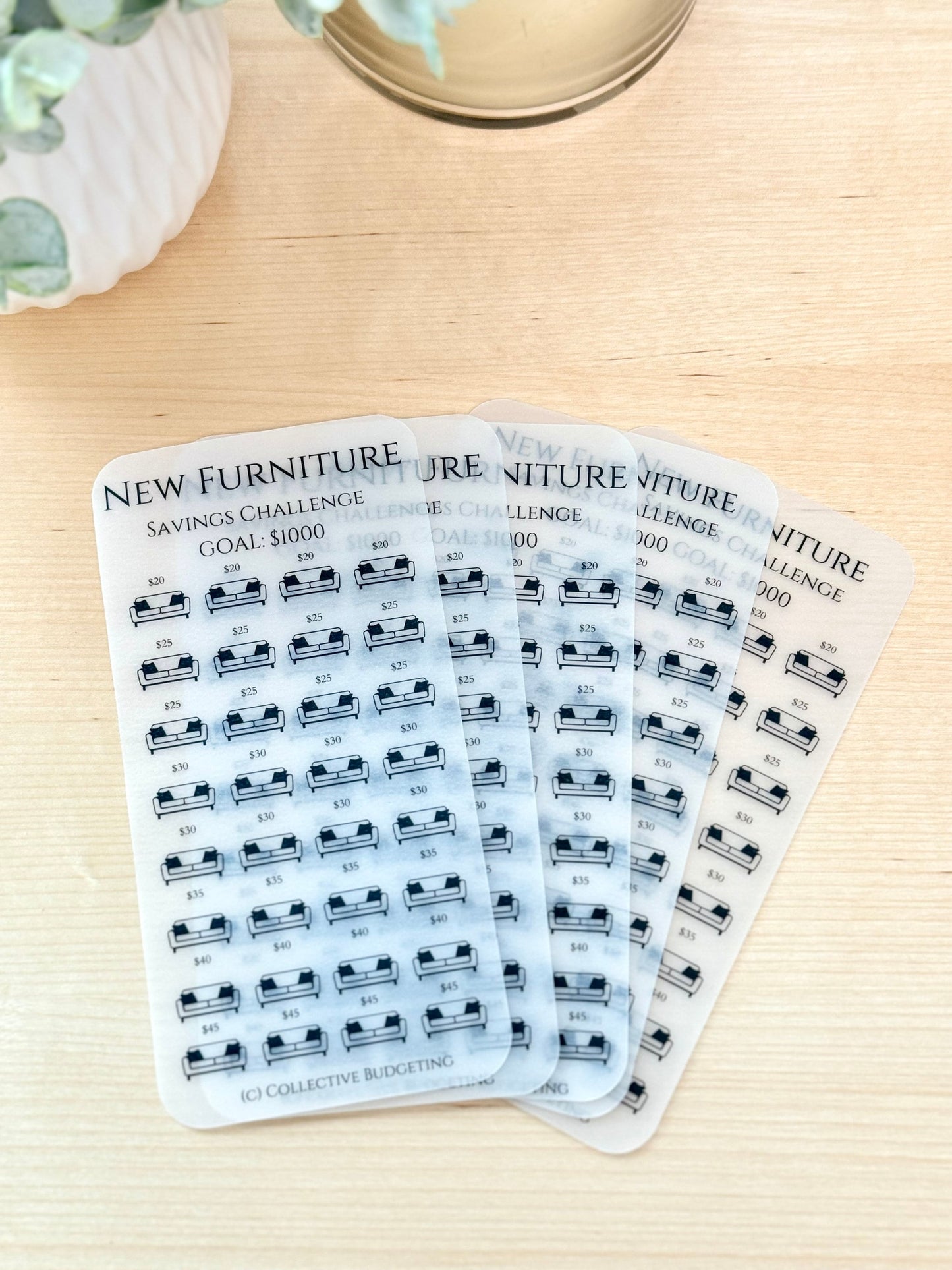 New Furniture Savings Challenge | Laminated Vellum Cash Tracker for Home Decor, Furniture Upgrades, and Budget Goals