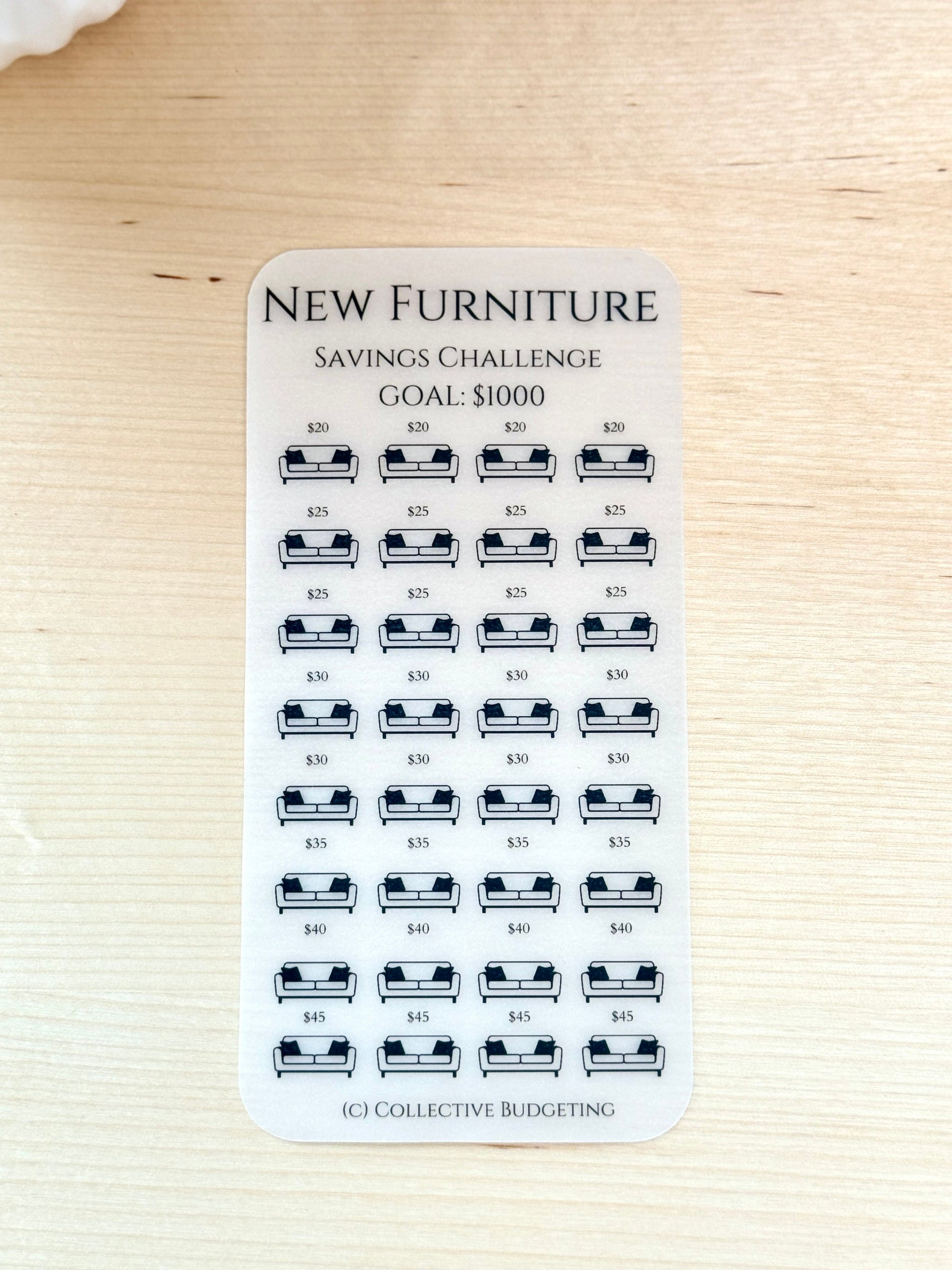 New Furniture Savings Challenge | Laminated Vellum Cash Tracker for Home Decor, Furniture Upgrades, and Budget Goals