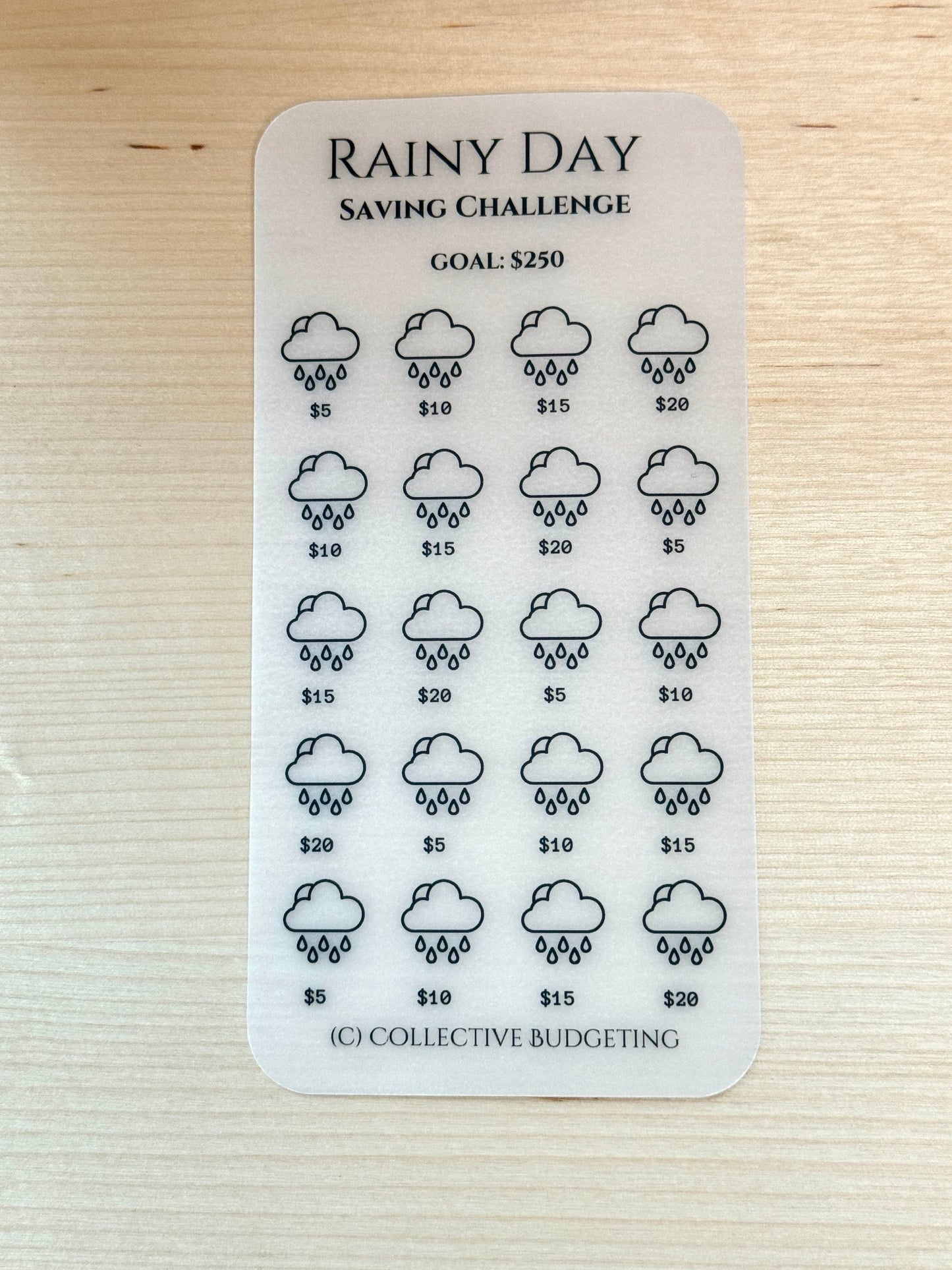 Rainy Day Savings Challenge for Cash Envelope Stuffing | Sinking FundsTracker | Sinking Funds Challenge | Laminated Savings Challenge