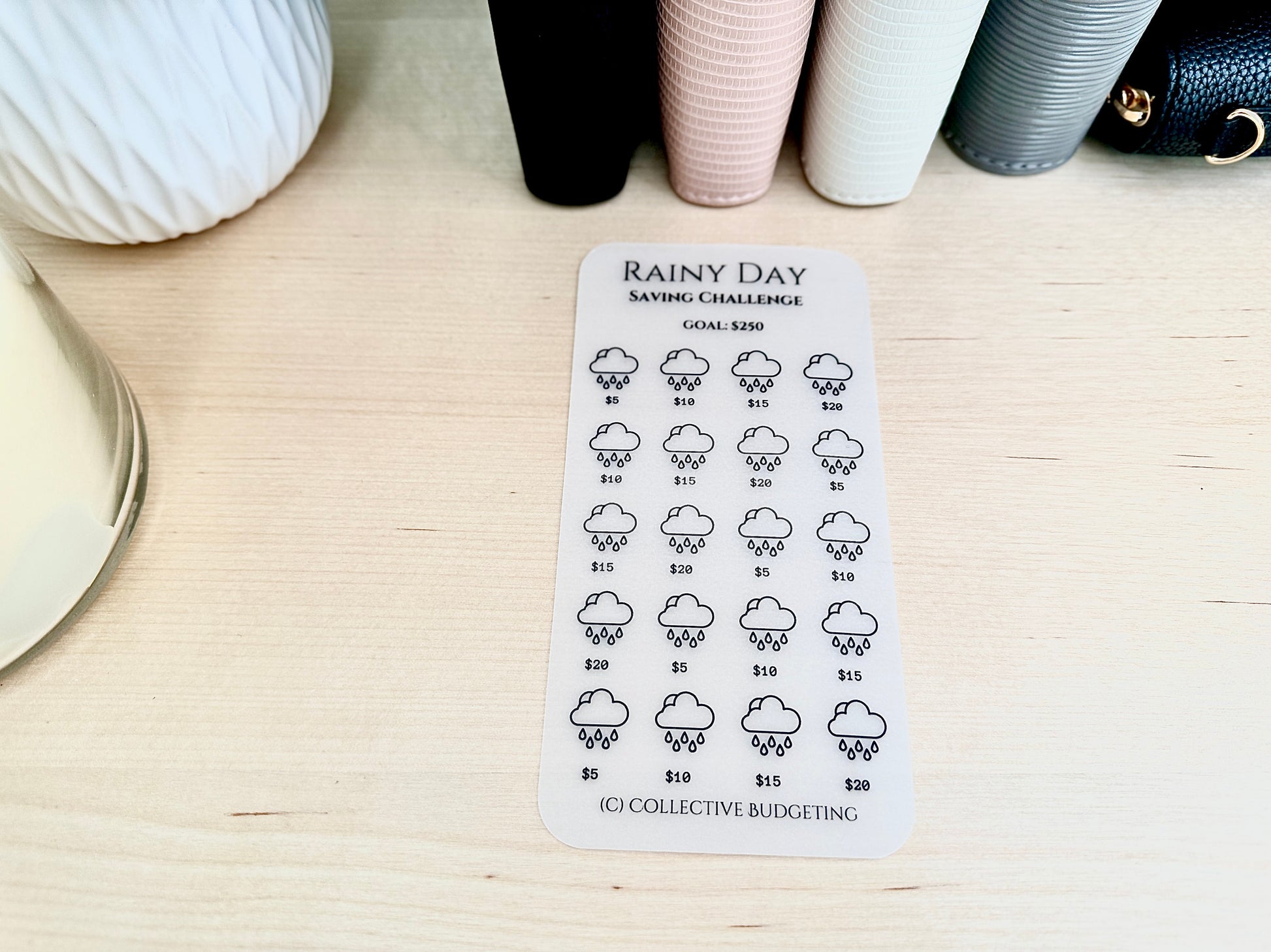 Rainy Day Savings Challenge for Cash Envelope Stuffing | Sinking FundsTracker | Sinking Funds Challenge | Laminated Savings Challenge