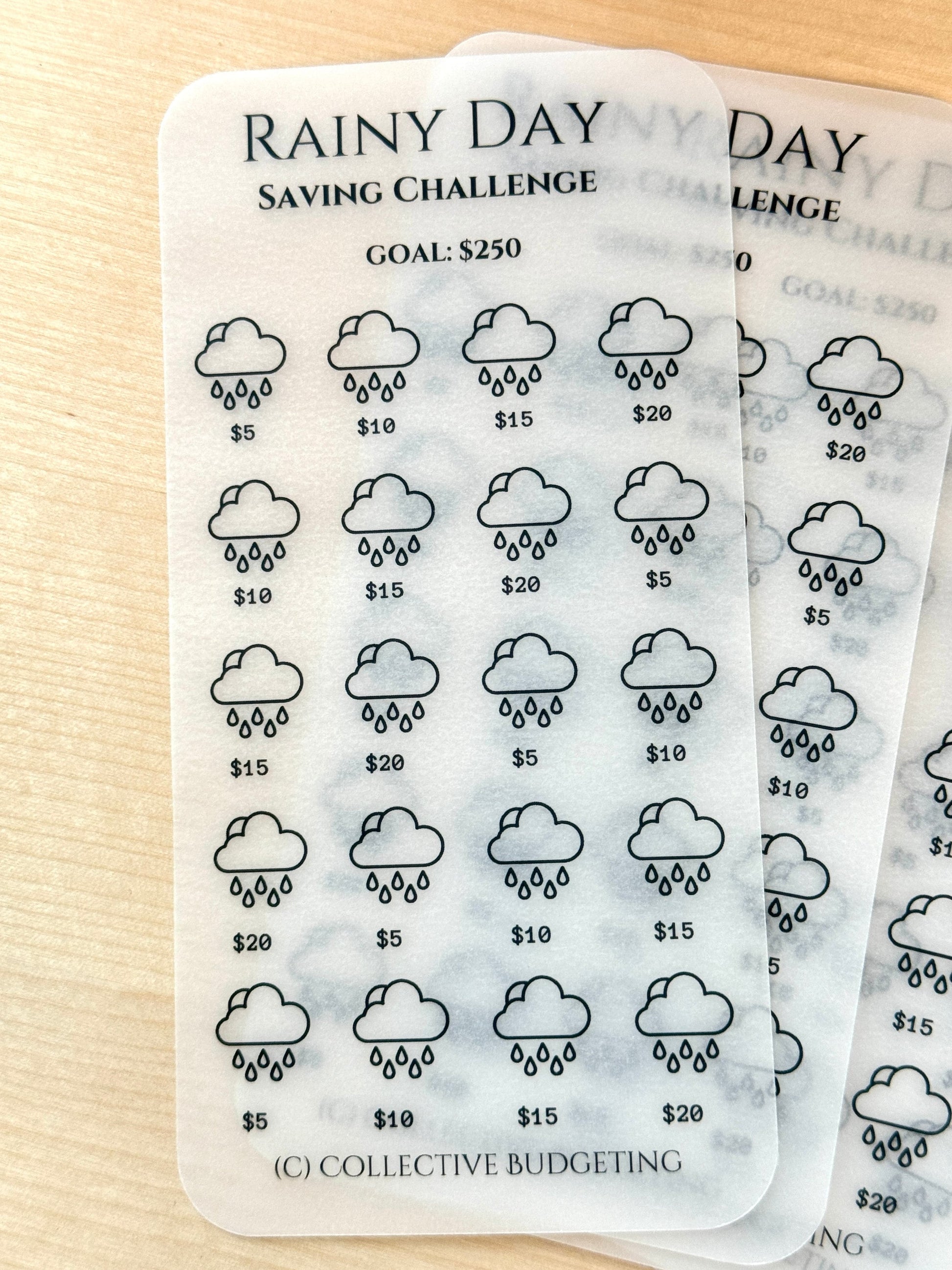 Rainy Day Savings Challenge for Cash Envelope Stuffing | Sinking FundsTracker | Sinking Funds Challenge | Laminated Savings Challenge