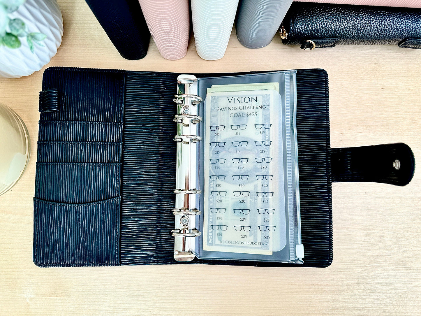 Vision Savings Challenge Card | Laminated Vellum Cash Tracker for Eye Exams, Glasses, Contacts, and Vision Expenses