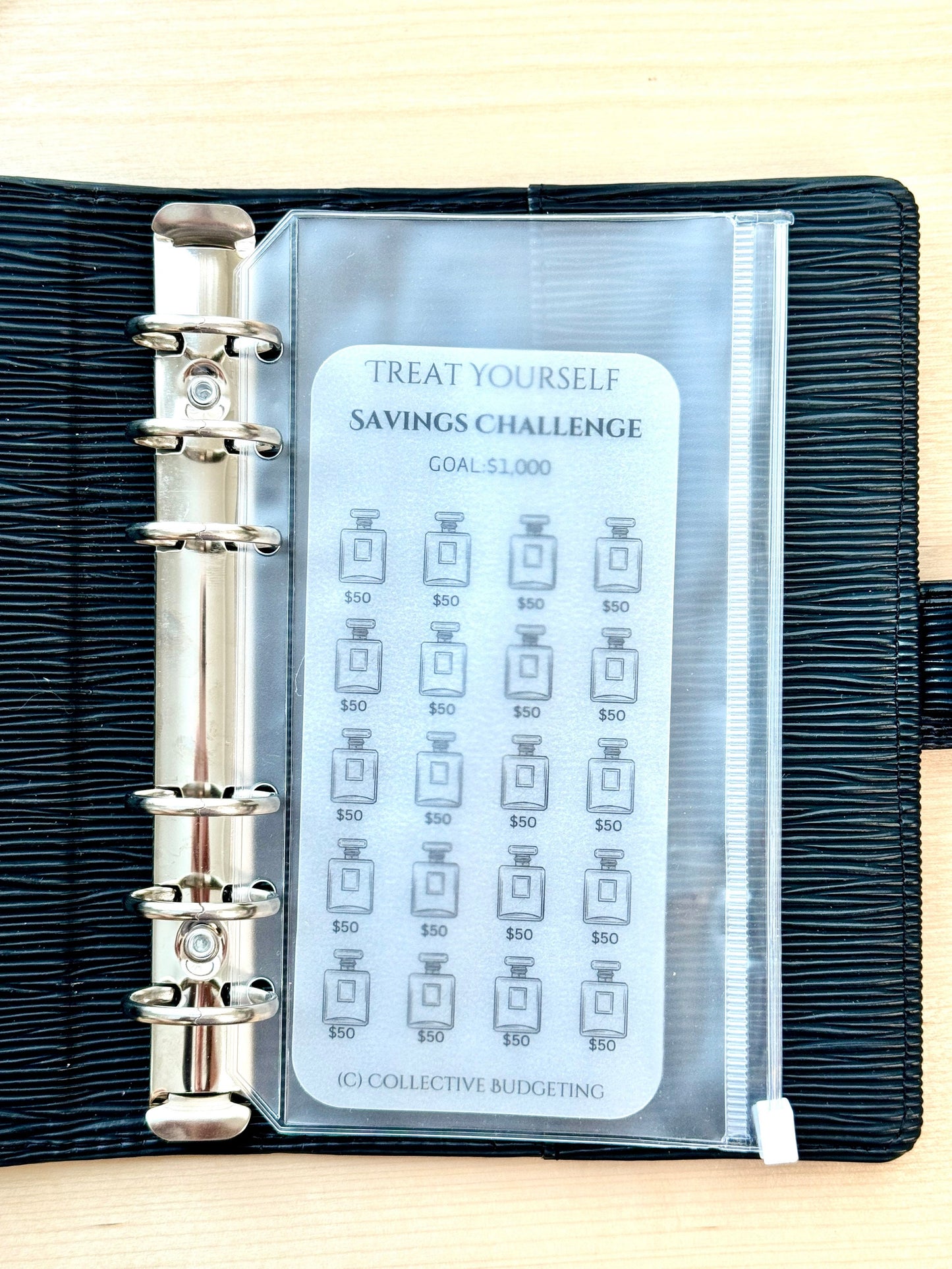 Treat Yourself Savings Challenge | Laminated Vellum Cash Tracker for Personal Rewards, Fun Money, and Self Care Budgeting