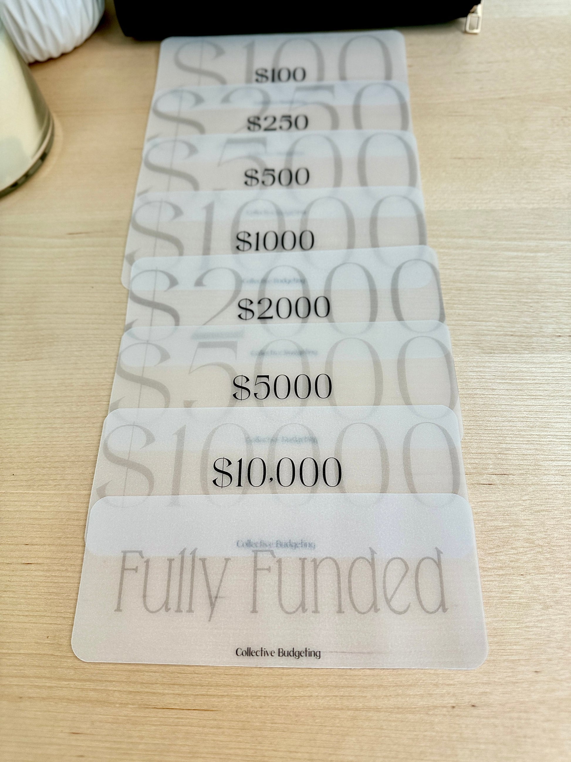 Cash Envelope Placeholders: Laminated Vellum Budget Organizer Inserts