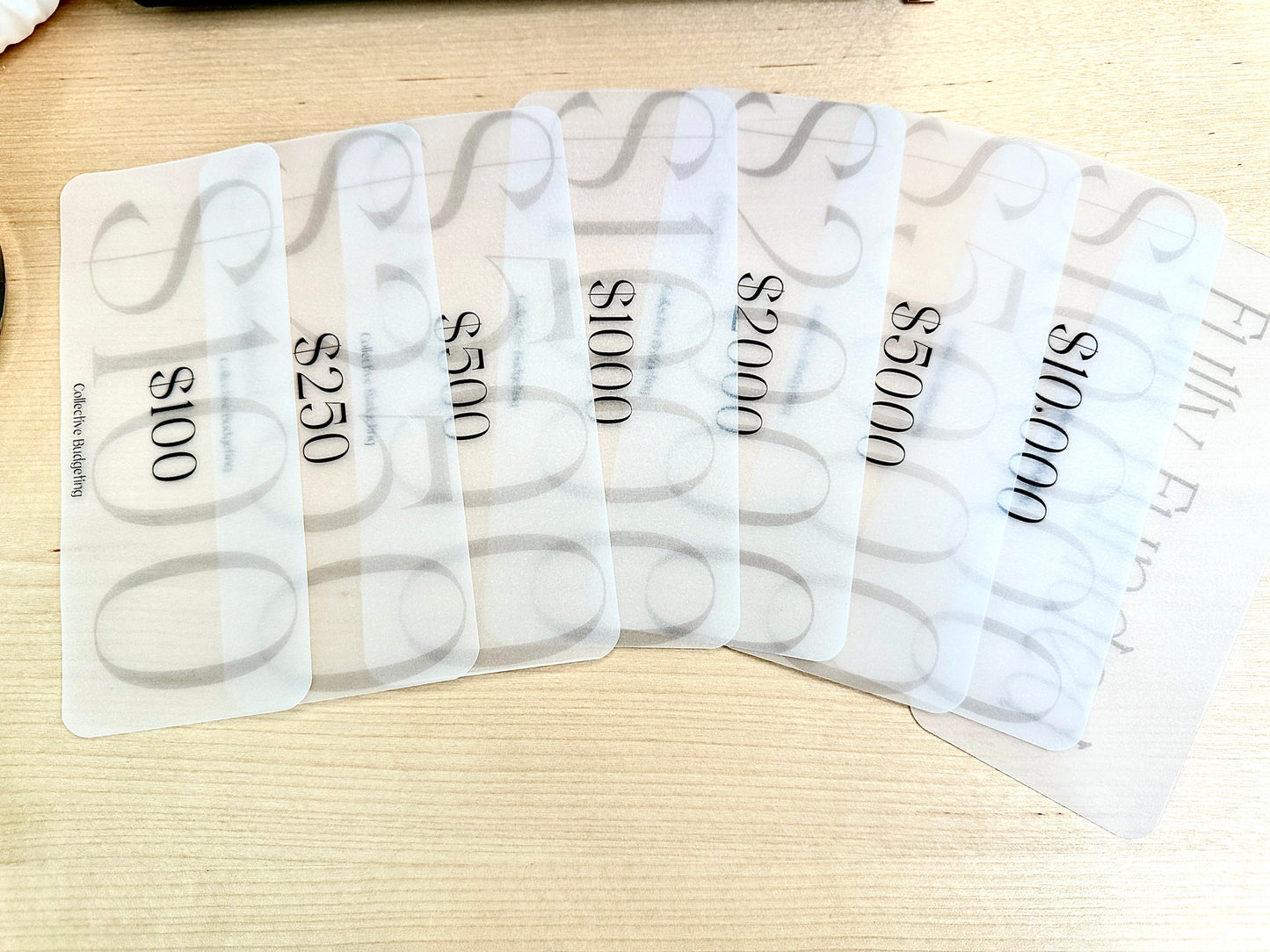 Cash Envelope Placeholders: Laminated Vellum Budget Organizer Inserts