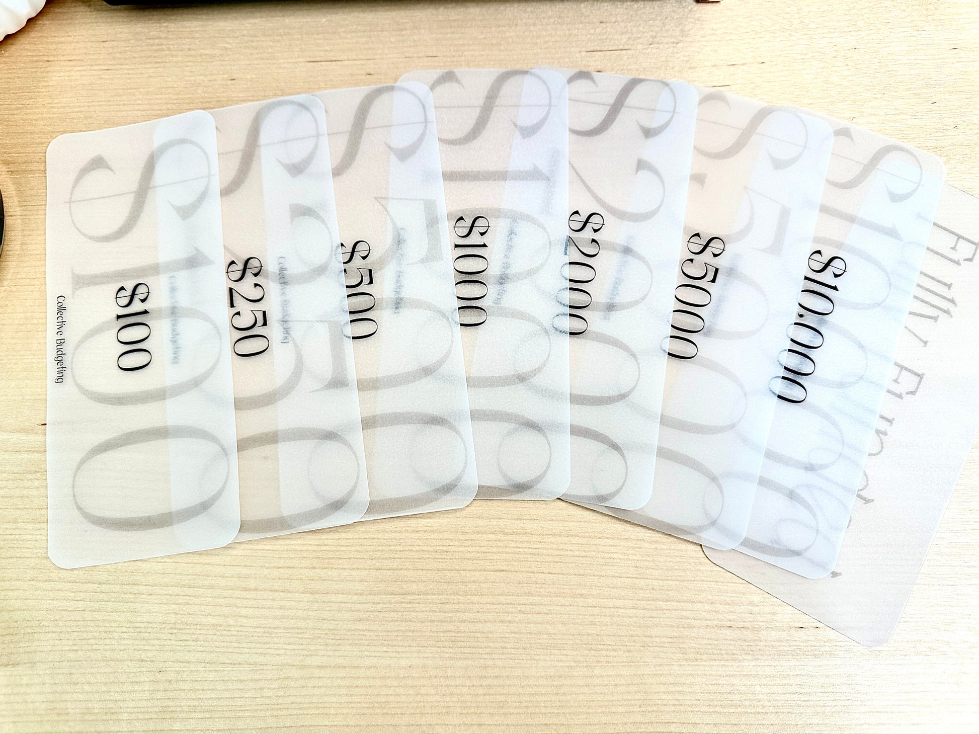 Cash Envelope Placeholders: Laminated Vellum Budget Organizer Inserts