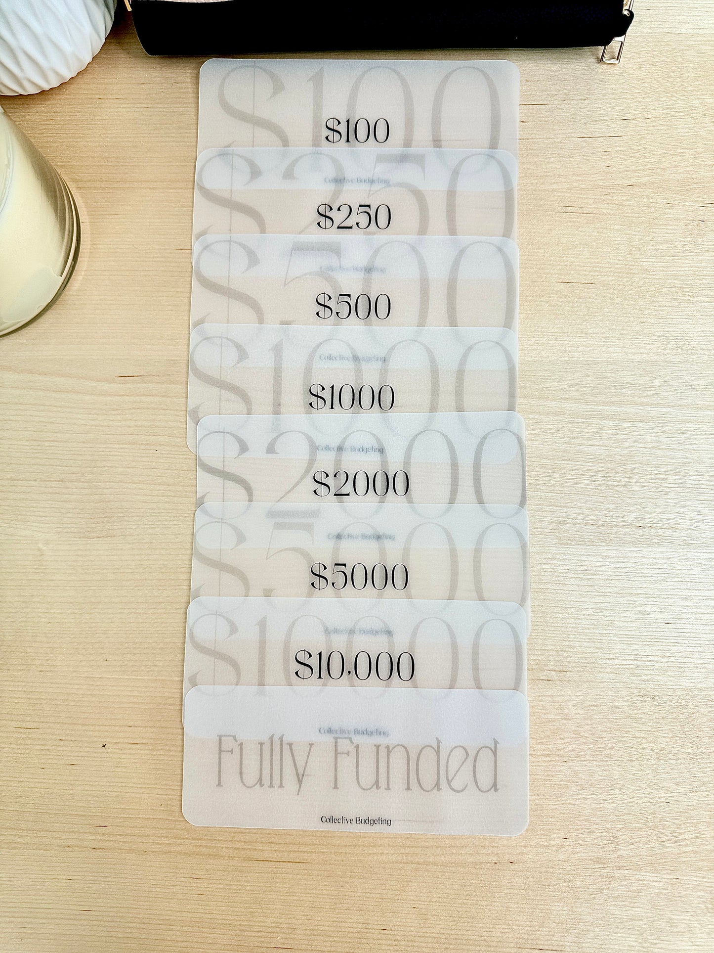 Cash Envelope Placeholders: Laminated Vellum Budget Organizer Inserts