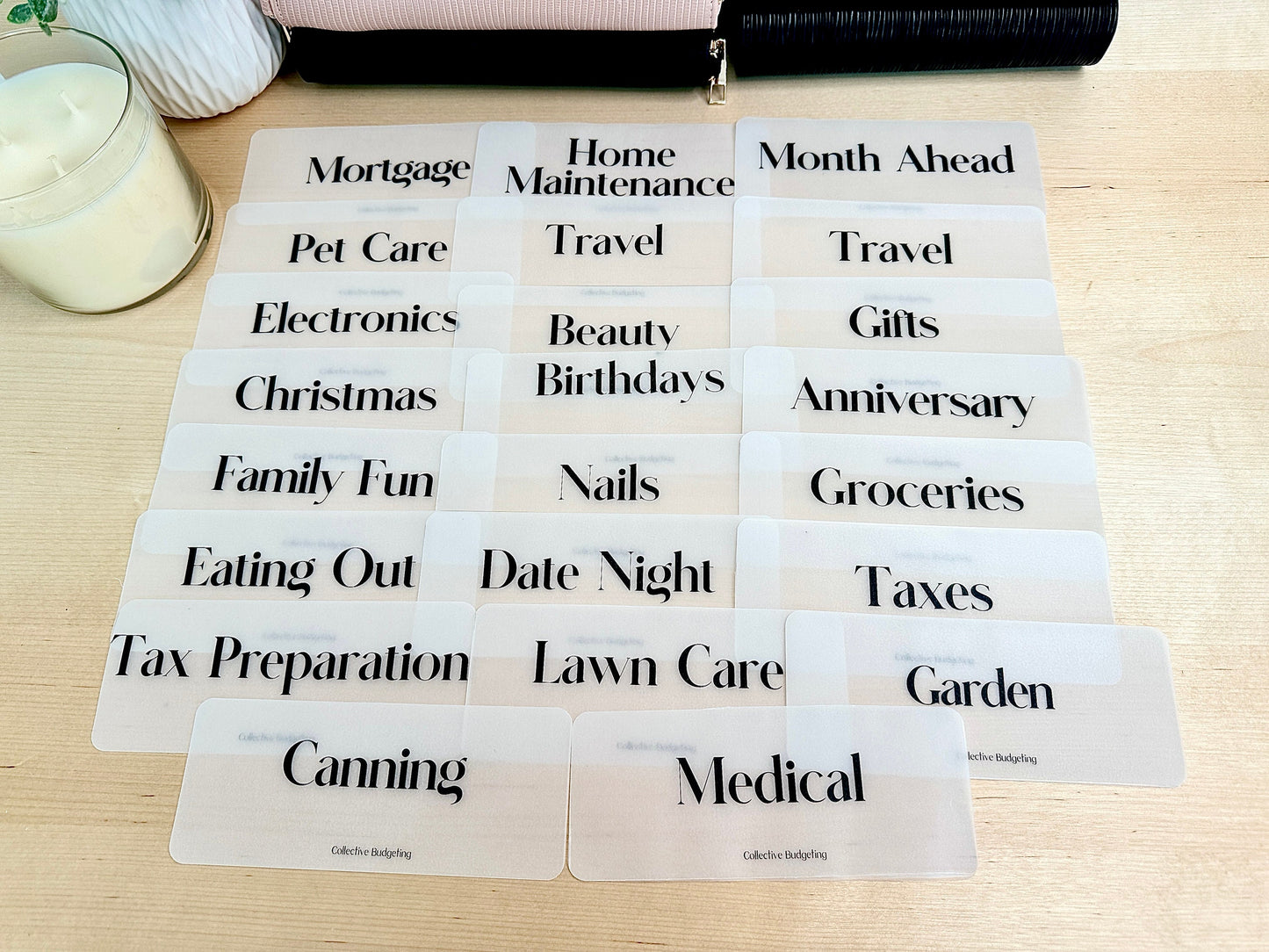 Cash Envelope Placeholders: Laminated Vellum Budgeting Inserts