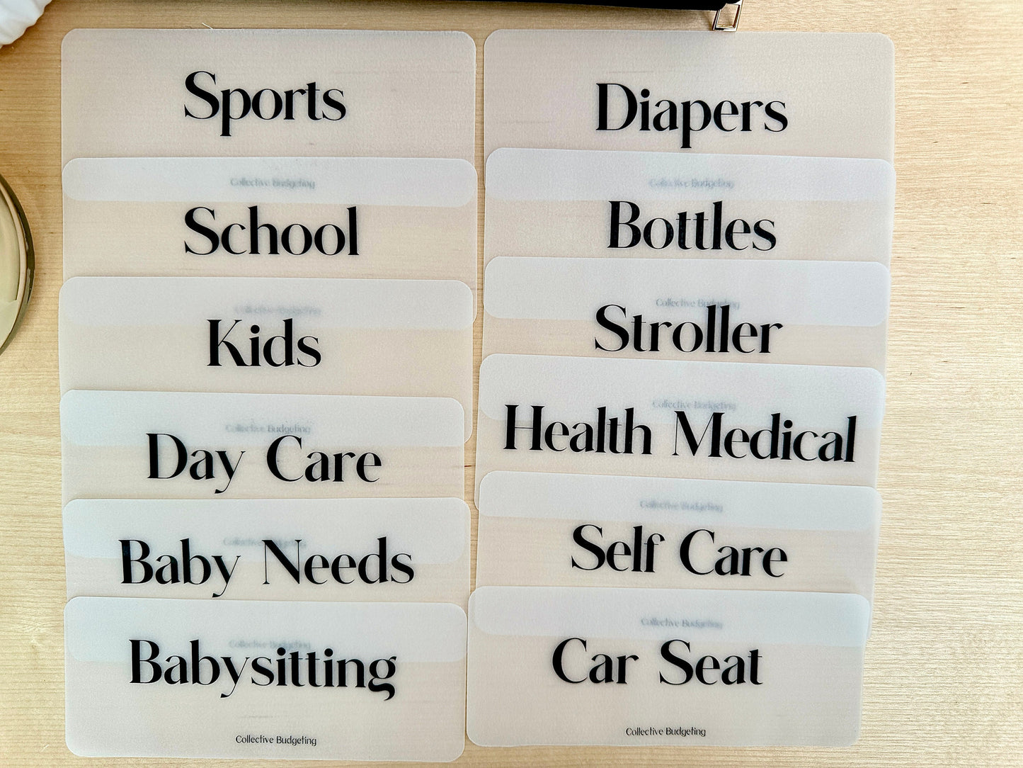 Baby Cash Envelope Placeholders: Laminated Vellum for New Baby Budgeting
