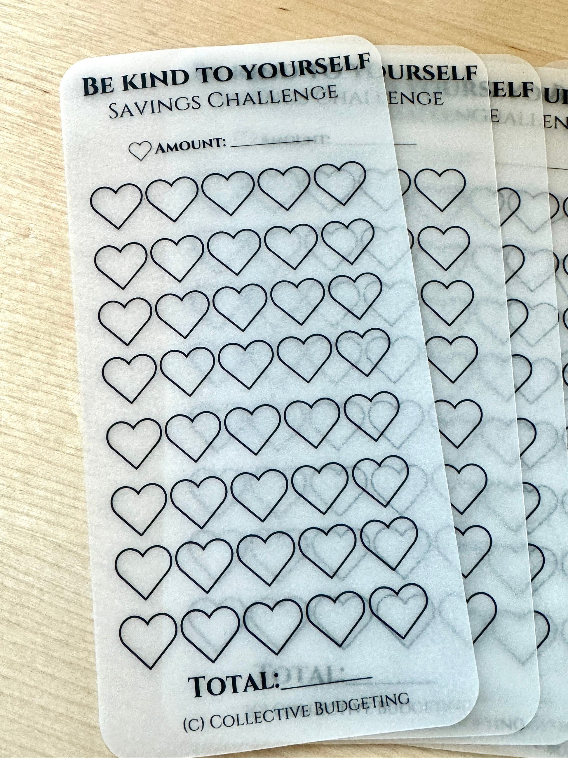 Be Kind to Yourself Savings Challenge: Laminated Vellum A6 Cash Tracker