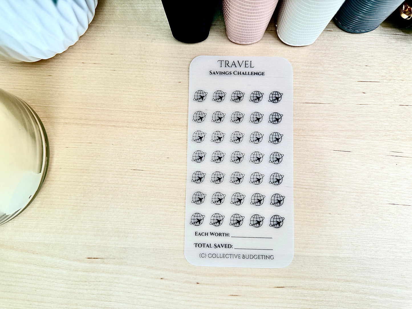 Travel Fund Savings Challenge: Reusable Laminated Vellum Cash Tracker