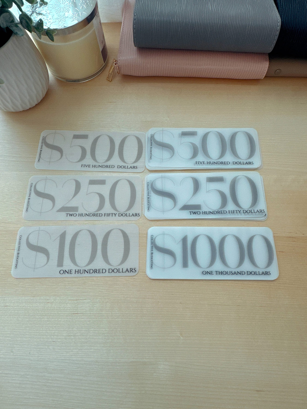 Denomination Placeholders for Cash Stuffing, Budget Organizers, Budgeting Tools, Money Management Accessories