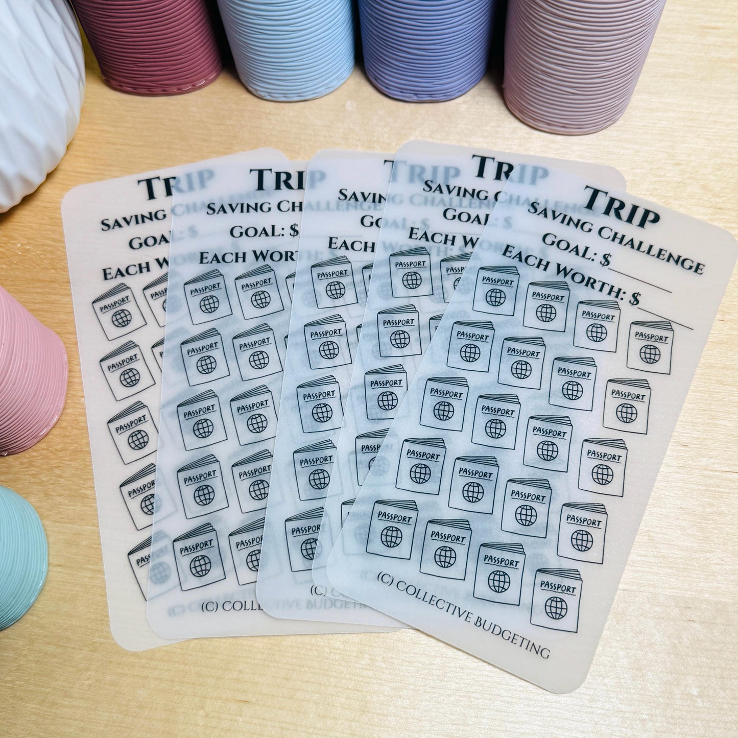 Trip Savings Challenge: Laminated Vellum Cash Tracker for Budgeting