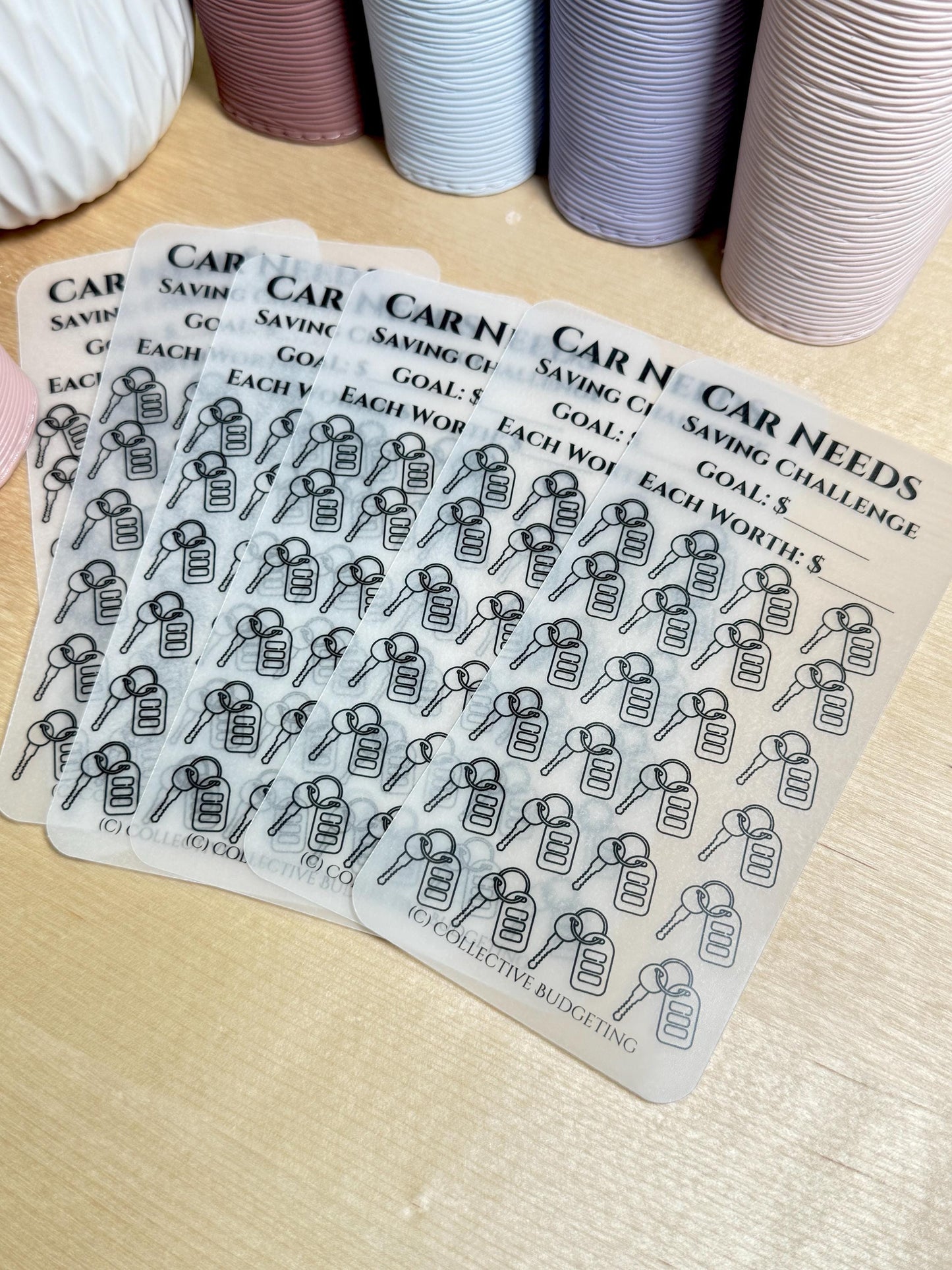 Car Needs Savings Challenge, Matte Laminated Vellum, Cash Envelope Tracker for Auto Budgeting