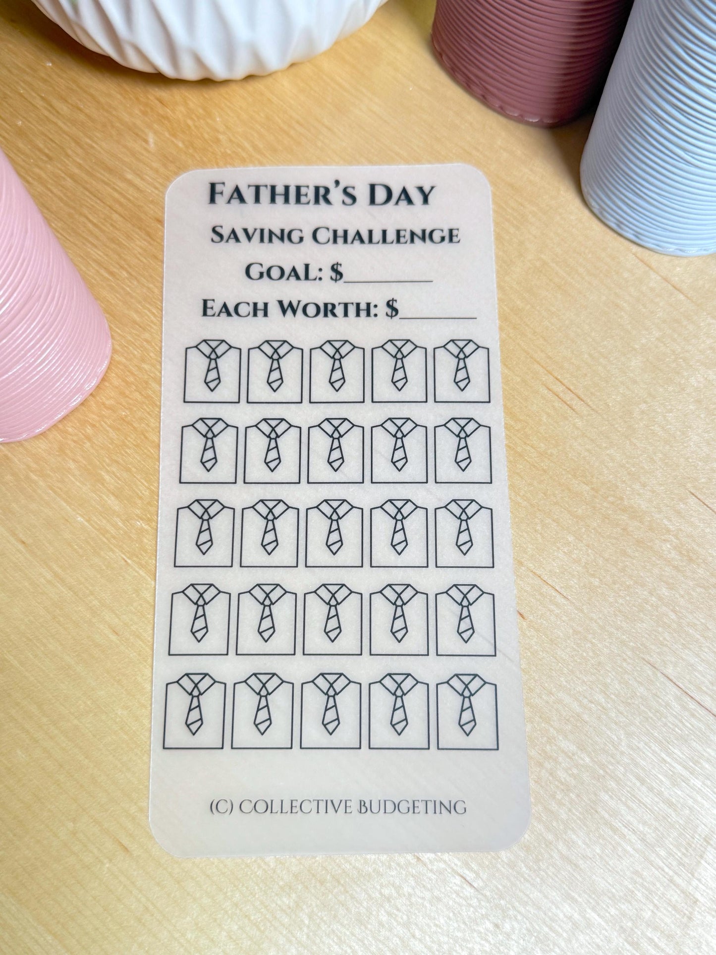 Father's Day Savings Challenge: Laminated Vellum Cash Tracker