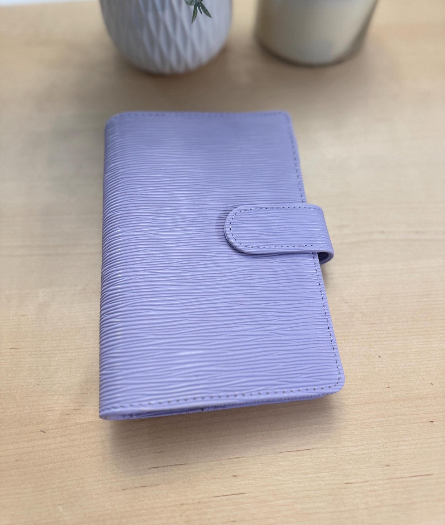 A6 Budget Binder with Silver Rings. Wallet. Cash Stuffing Envelope Wallet. Budget Organizer. Epi. Saffiano. Buckle. LILAC COLOR
