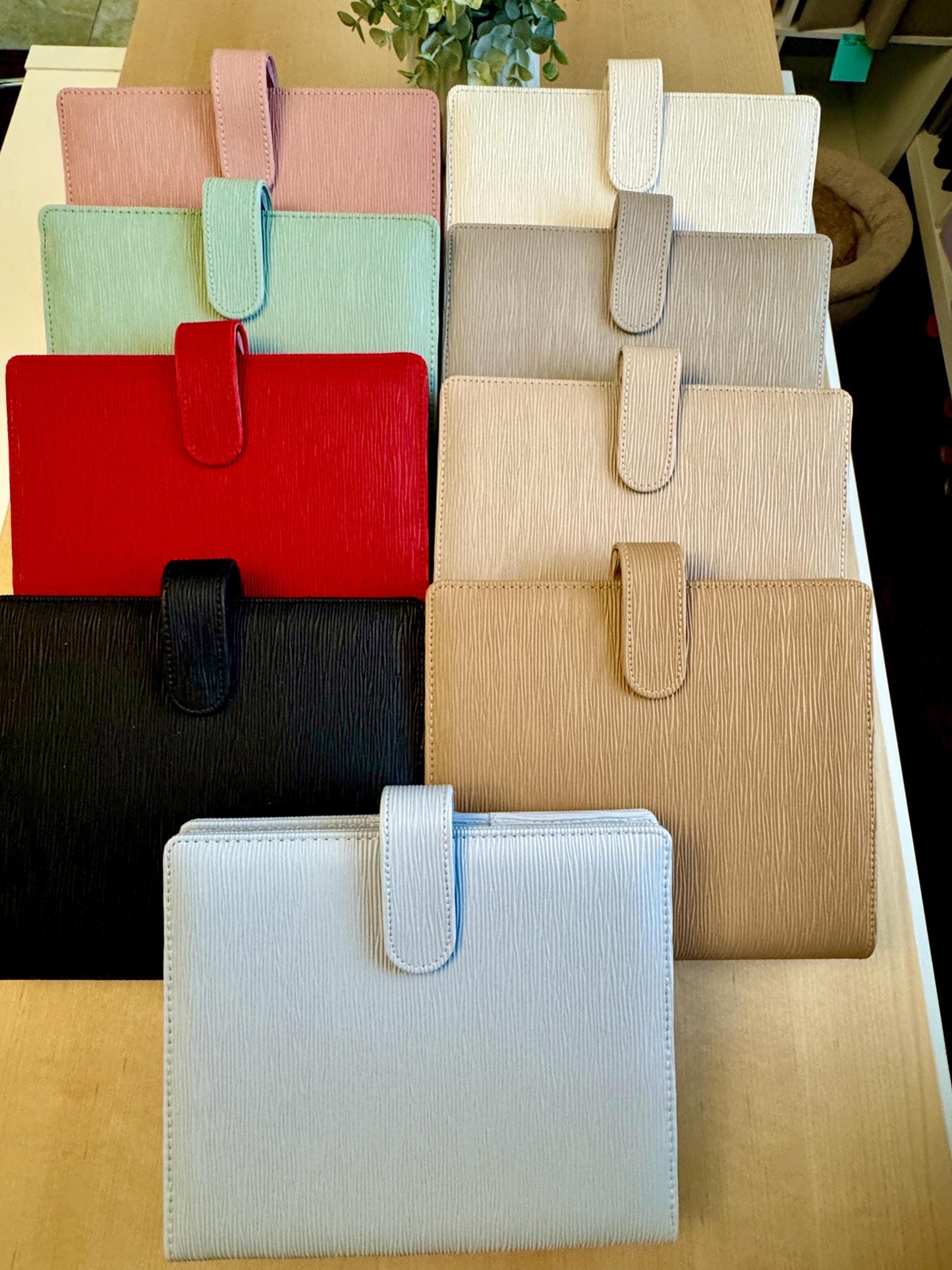 Saffiano A5 Budget Binder: Gold Rings, Cash Envelope Wallet