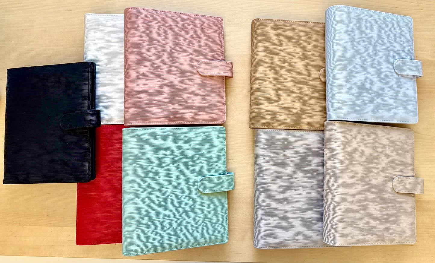 Saffiano A5 Budget Binder: Gold Rings, Cash Envelope Wallet