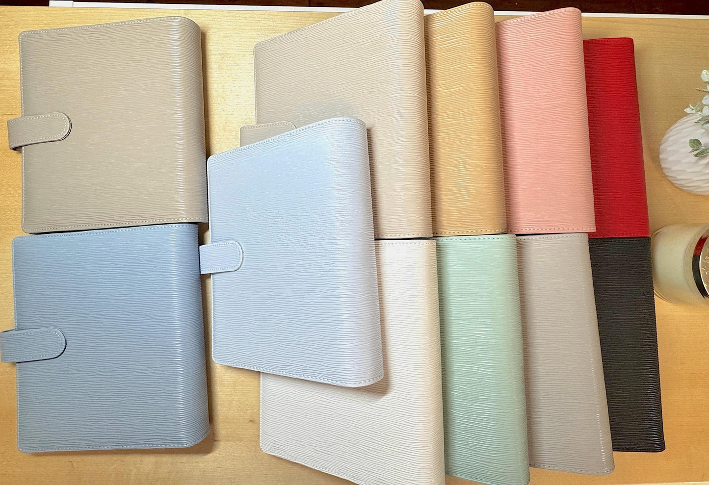 Saffiano A5 Budget Binder: Gold Rings, Cash Envelope Wallet