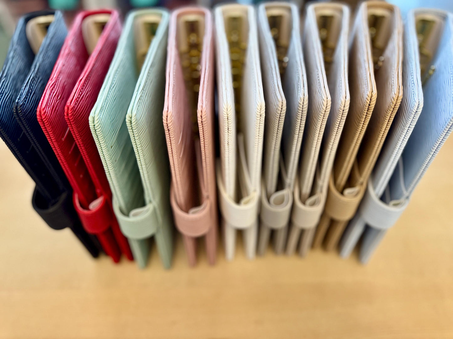 Saffiano A5 Budget Binder: Gold Rings, Cash Envelope Wallet