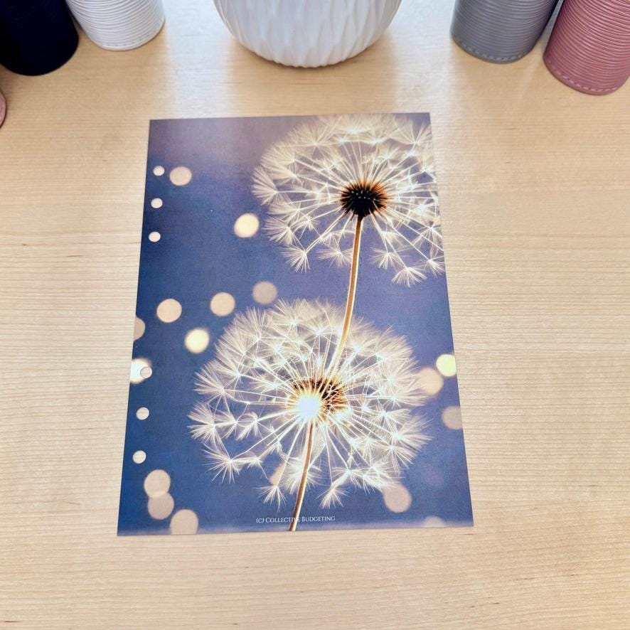 Wishing Flower Budget Binder Dashboard: A5 A6 Cash Stuffing Insert