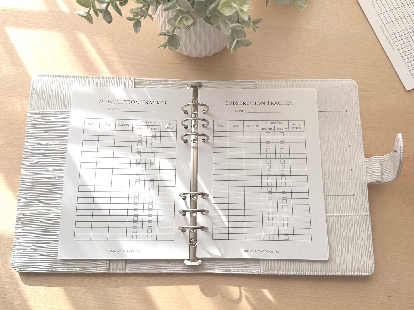 A5 Subscription Tracker Insert | Double Sided Hole Punched Budget Planner Page for Recurring Bills and Monthly Expenses