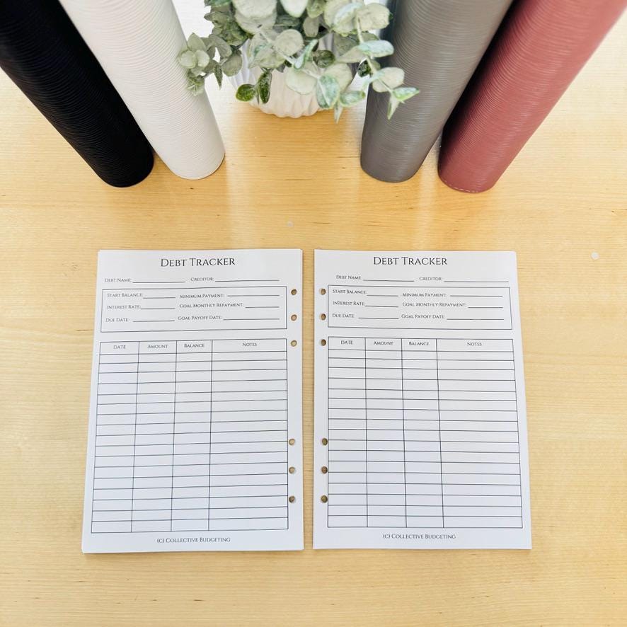 A5 Debt Tracker Insert: Cash Stuffing Budget Binder Tool