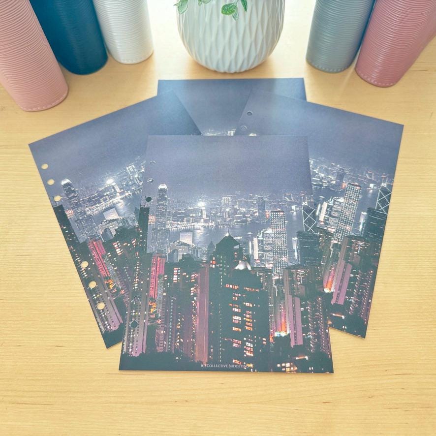 City Lights Budget Binder Dashboard: A5 A6 Cash Stuffing Insert