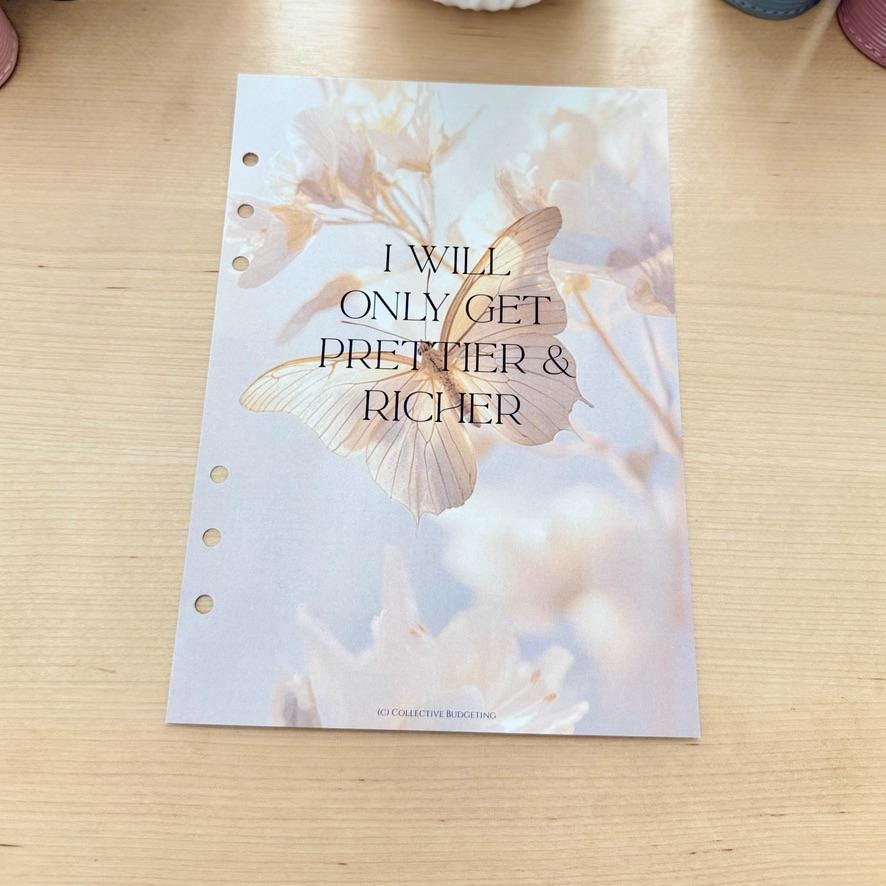 Butterfly Effect Budget Binder Dashboard: A5/A6 Cash Stuffing Insert