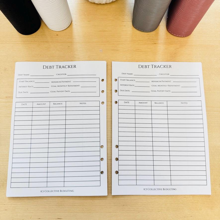 A5 Debt Tracker Insert: Cash Stuffing Budget Binder Tool
