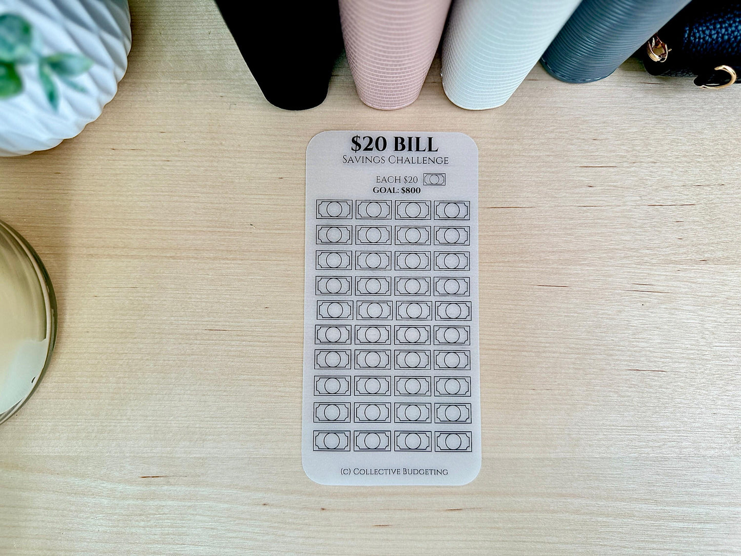 Laminated Savings Challenge Tracker, Cash Budgeting, Premium Vellum