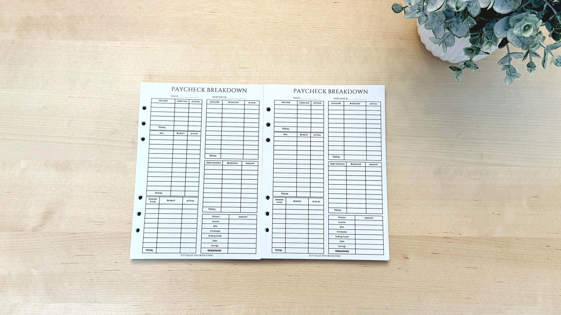 A5 Paycheck Breakdown Insert | Double Sided Hole Punched Budget Sheet for Cash Envelopes and Binder Budgeting