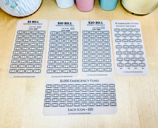 Laminated Savings Challenge Tracker, Cash Budgeting, Premium Vellum