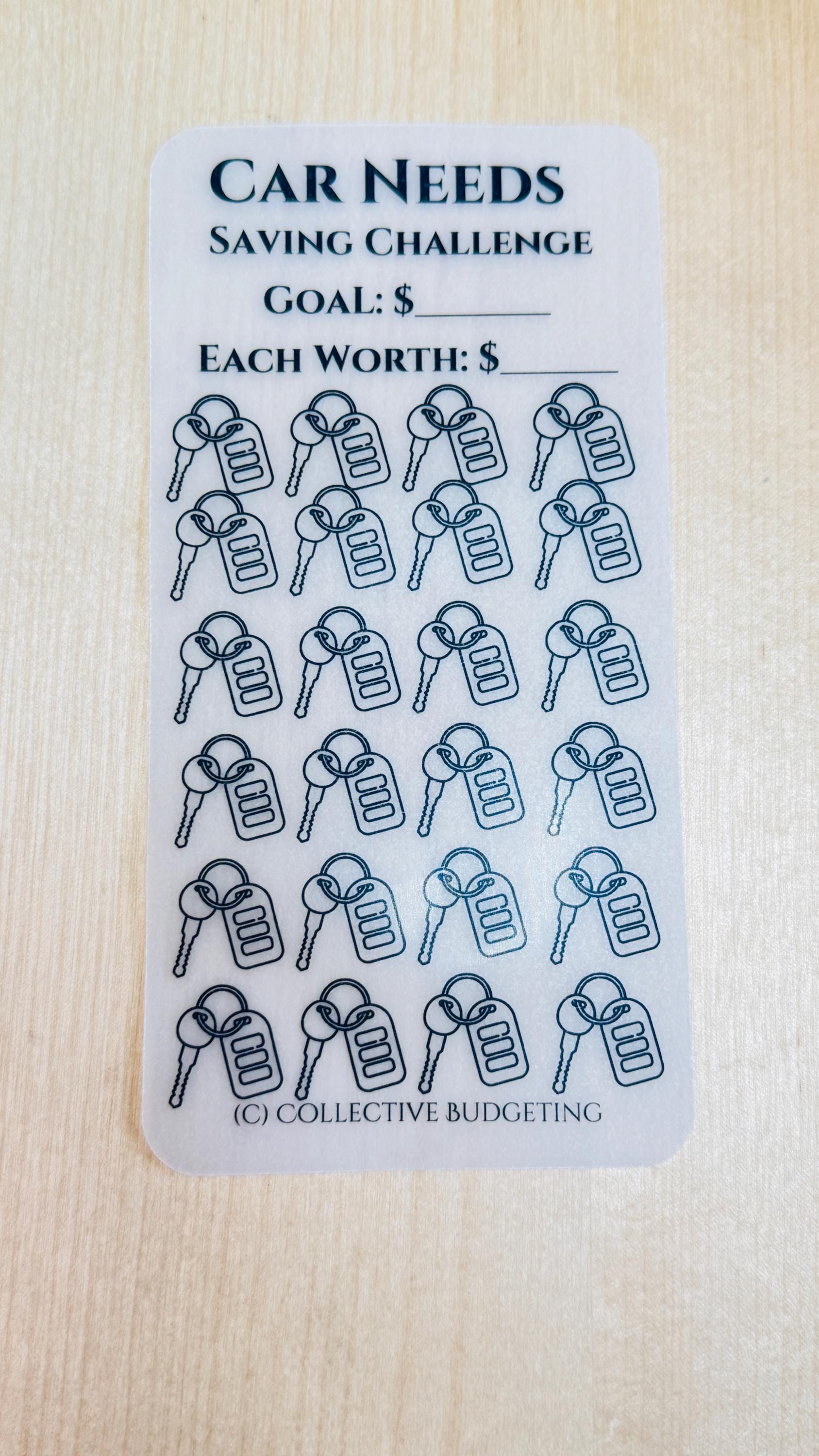 Car Needs Savings Challenge, Matte Laminated Vellum, Cash Envelope Tracker for Auto Budgeting