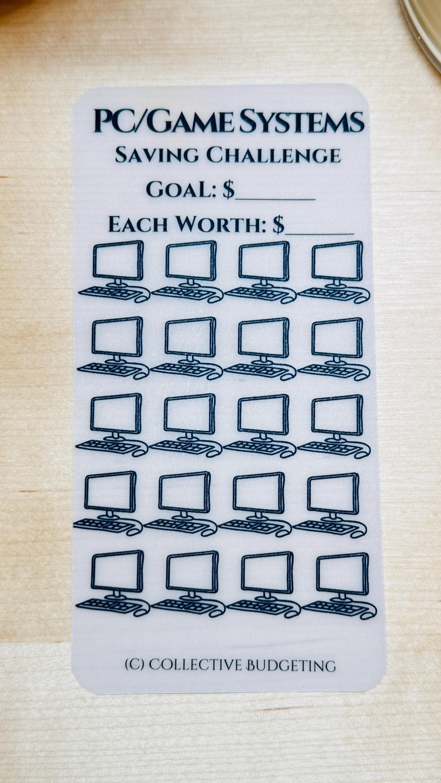 Gaming System Savings Challenge | Laminated Vellum Cash Tracker for PC Upgrades, Consoles, and Tech Budget Goals