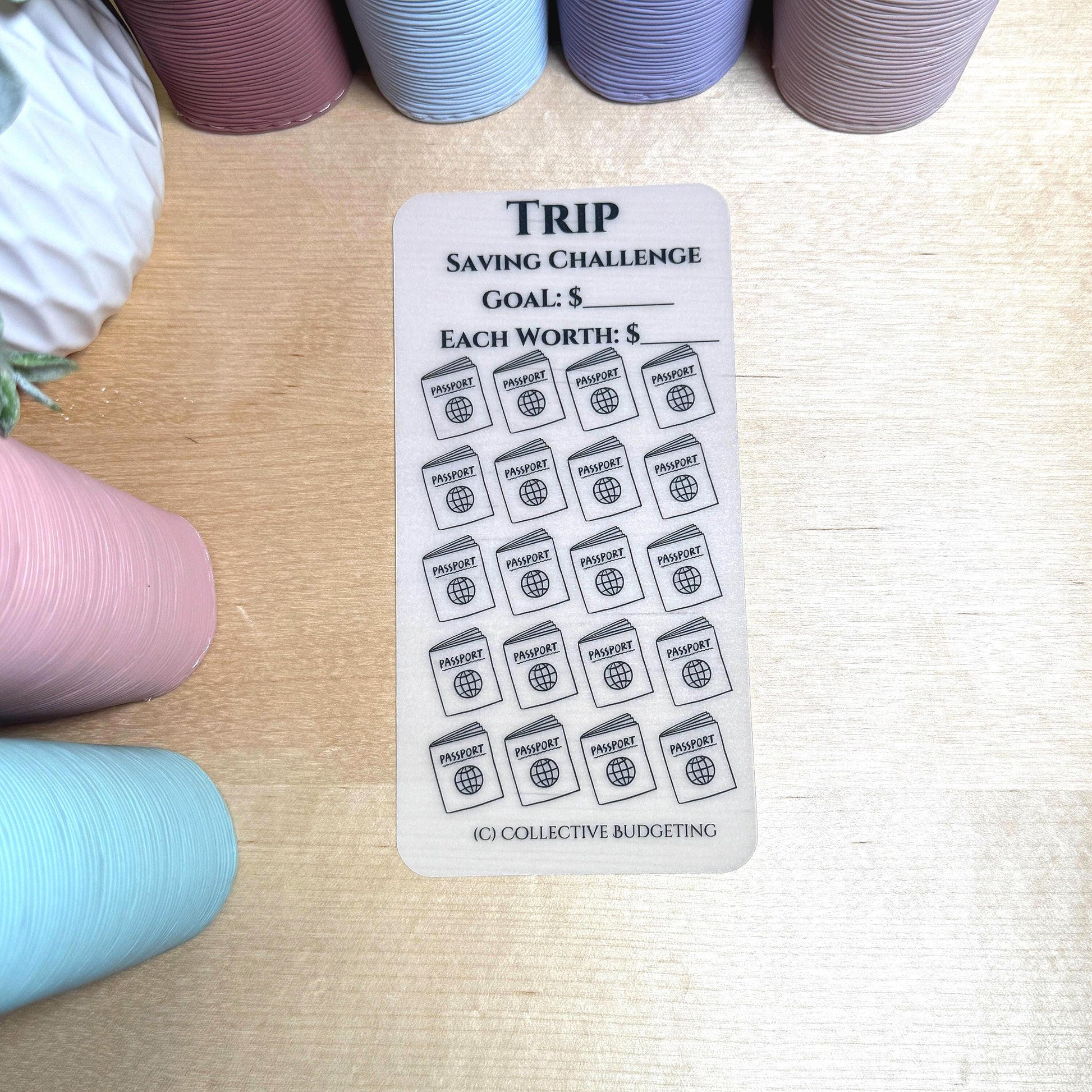Trip Savings Challenge: Laminated Vellum Cash Tracker for Budgeting